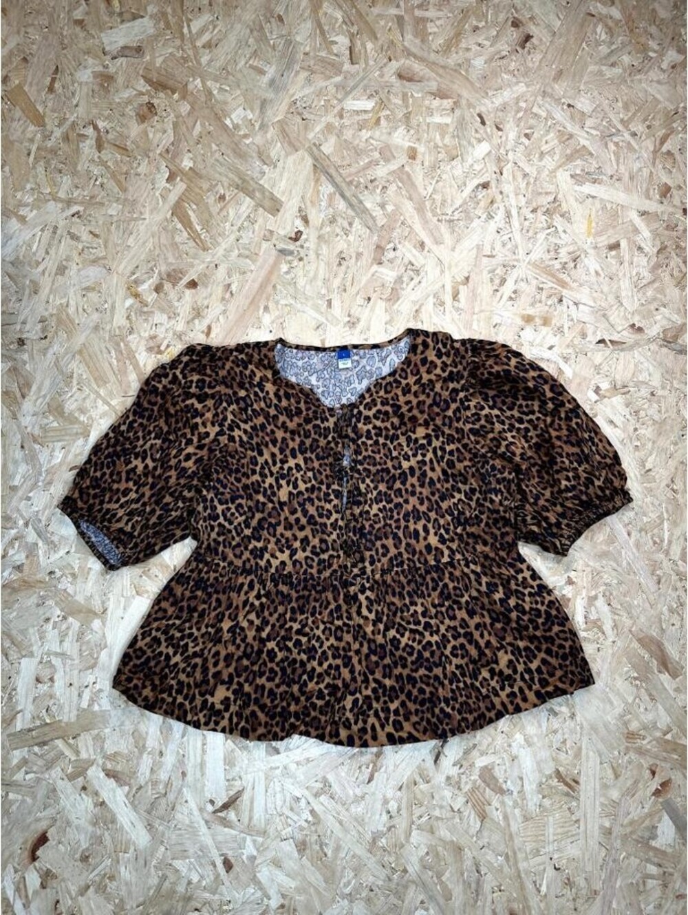 Old Navy Brown and Black Leopard Print Peplum Top